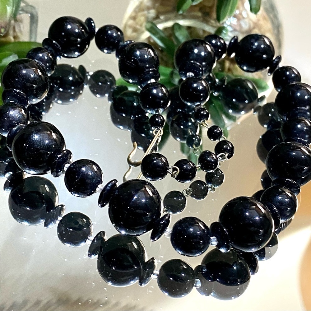 Vintage Signed West Germany Glass Beaded Necklace Adjustable Choker 30$